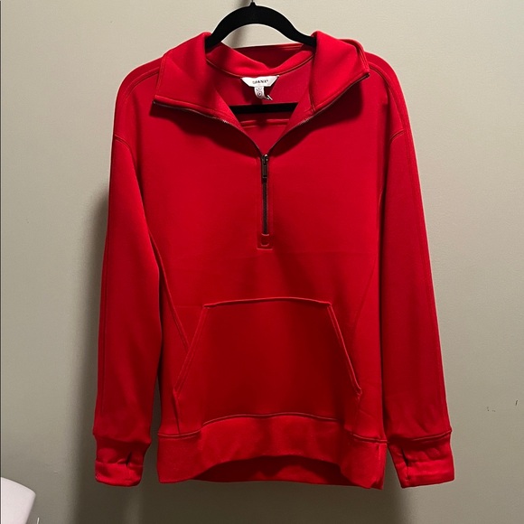 SPANX Red Long Sleeve 1/2 Zip Tunic - Picture 3 of 5